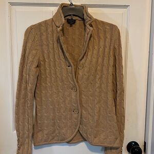Talbots Pure Merino Wool Button-up Cable Knit Cardigan Sweater size‎ XSmall